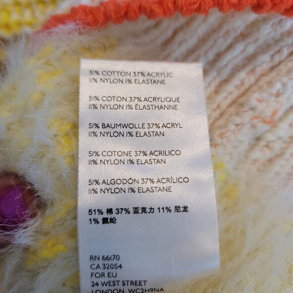 Free People Yellow White Orange Heavy Knit Winter Warm Sweater XL - Picture 5 of 6